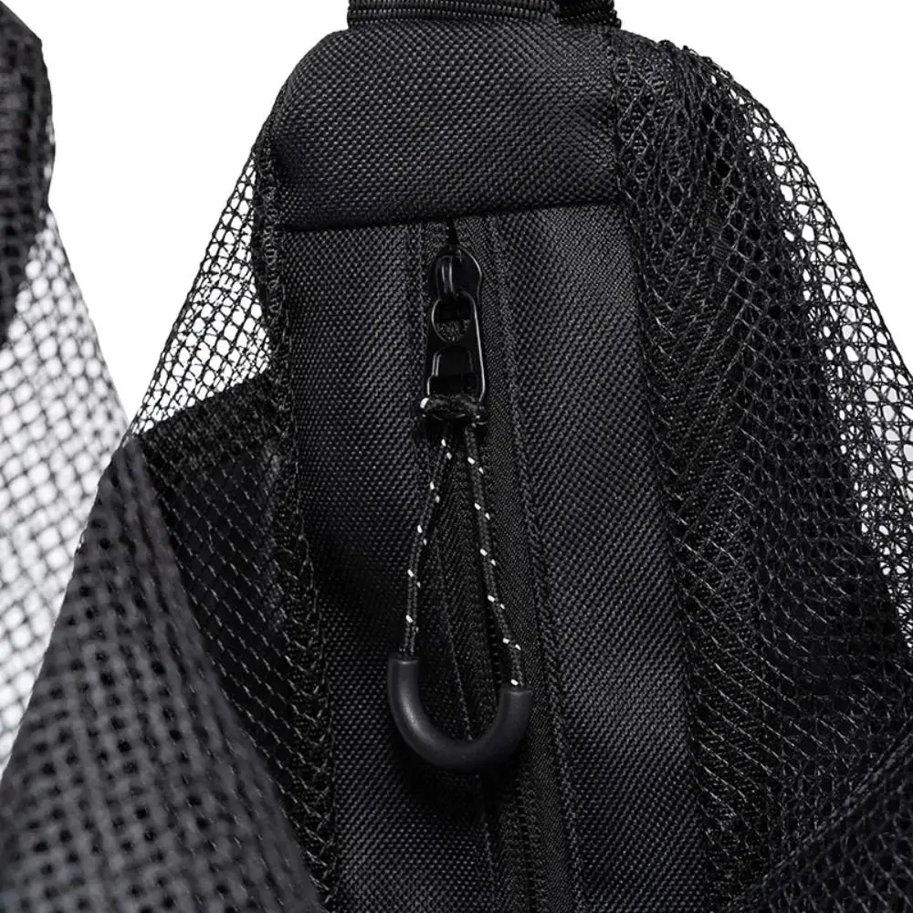 Multifunctional Basketball Mesh Bag Breathable Adjustable Single Ball Bag Portable with Zipper Pocket Sports Ball Shoulder Bag