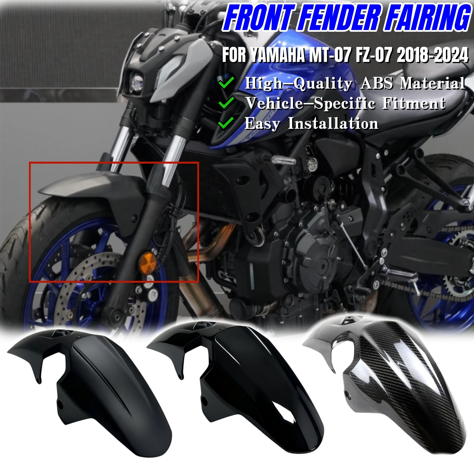 

For Yamaha MT-07 mt07 FZ-07 fz07 2018 2019 2020-2023 Motorcycle Front Fender Splash Guard Fairing Mudguard Body Kit Accessories