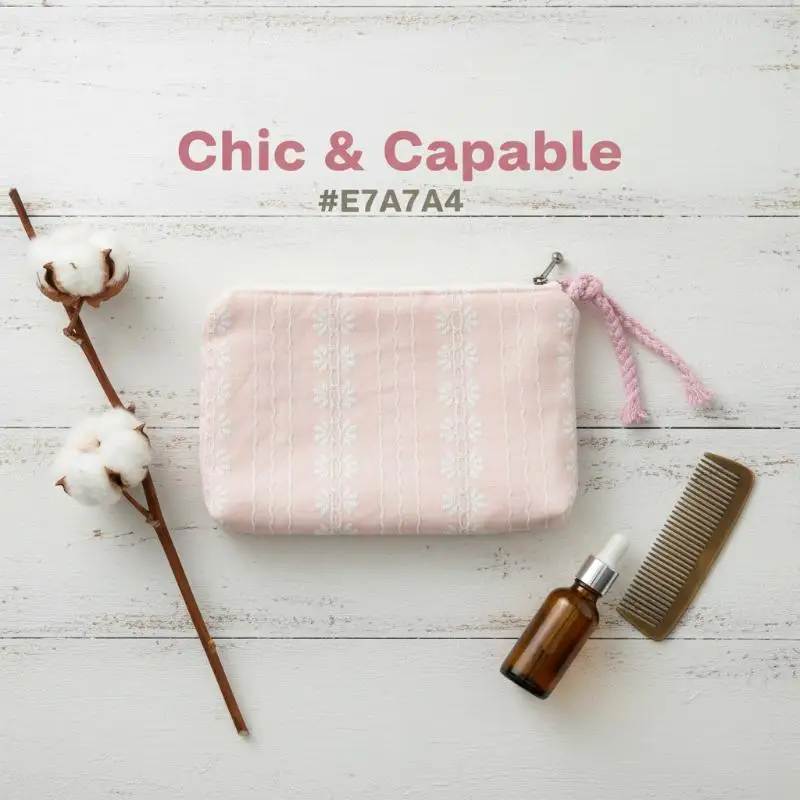 Mini Pink Striped Women Wallet Fashion Portable Cosmetic Bag Small Storage Pouch for Key Earphone Coin Daily Commute