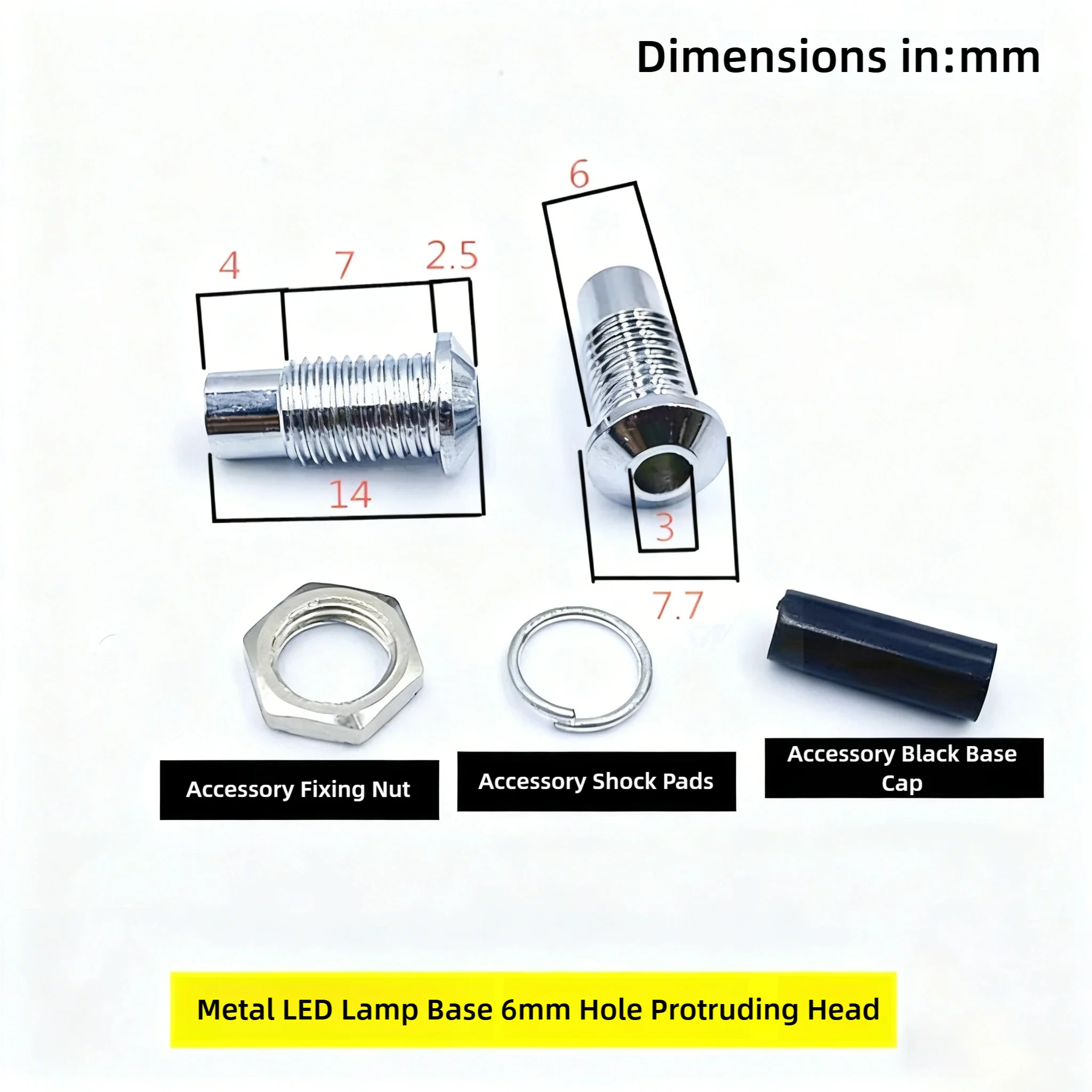 6MM Perforated Metal LED Lamp Base, Lamp Sleeve, Fixed Seat M6 Concave Head, Convex Head, Flat Head With Nut And Bottom Plug