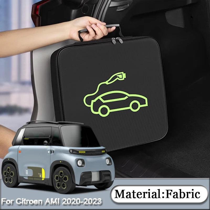 For Citroen AMI 2020-2023 Car Charging Cable Storage Bag Charger Plugs EV Sockets Equipment Organizer Bag Waterproof Accessory