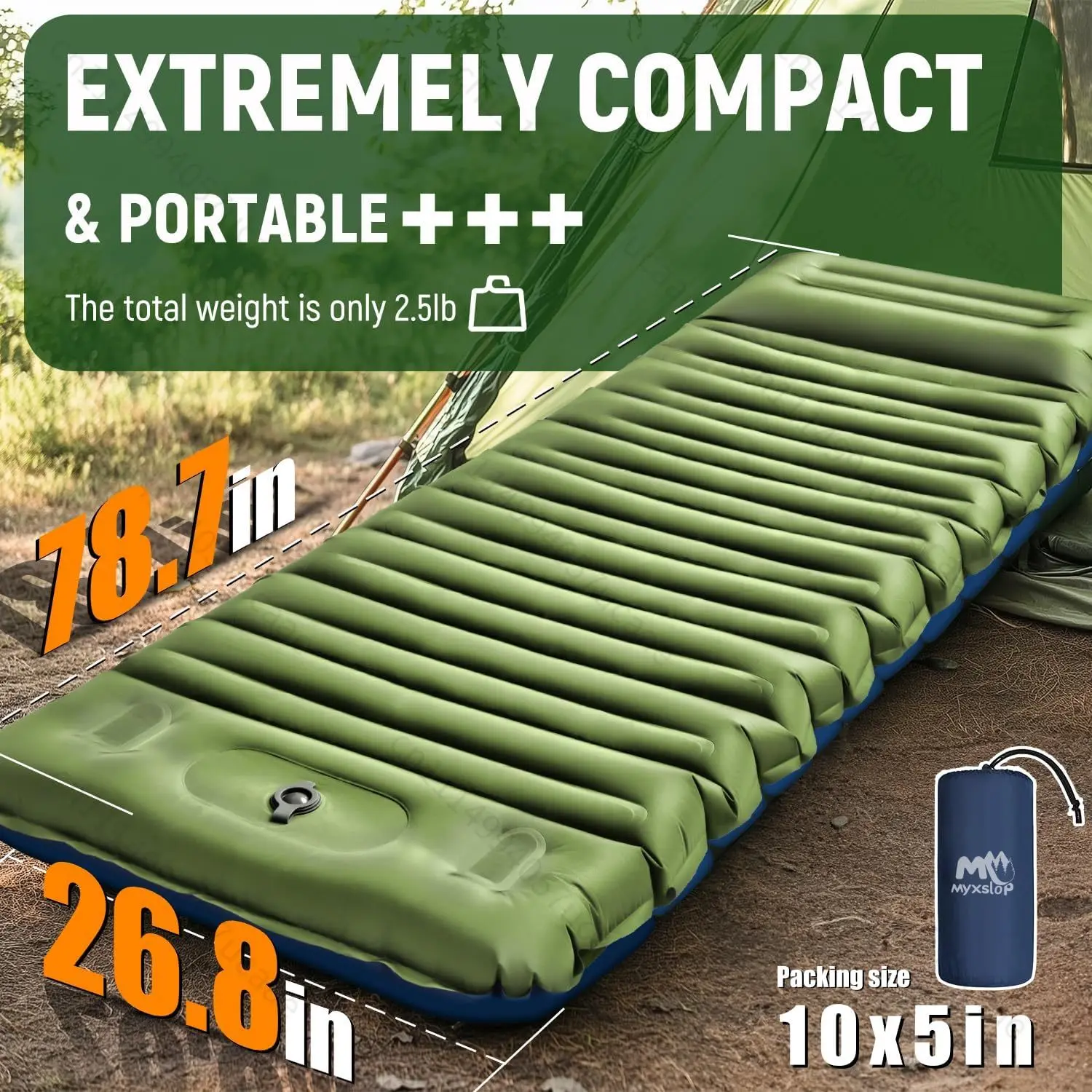 Inflatable Lightweight Camping Mattress with Air Pillow Portable Air Cushion Waterproof Backpack Sleeping Pad