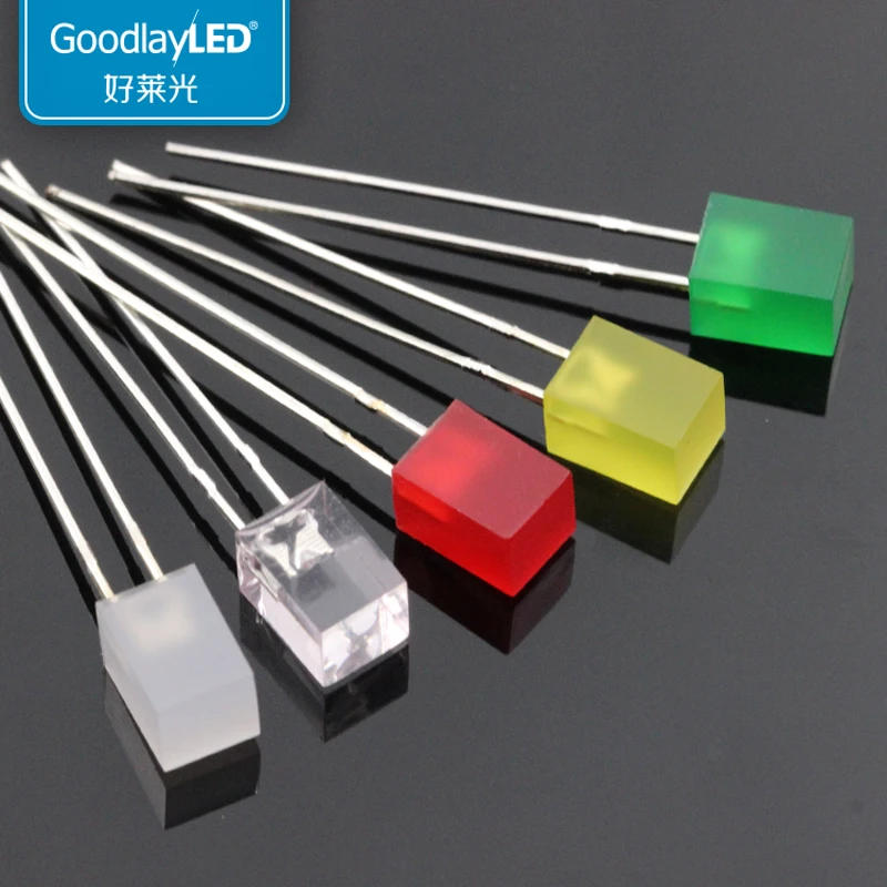 1000pcs 5mm Square LED Diode 5x5x7mm In-Line Long Short Legs Red Green Blue Yellow Highlight LED Beads
