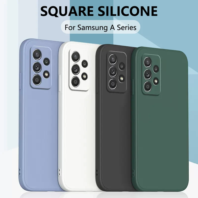 Luxury Square Silicone Phone Case For Samsung Galaxy A53 5G A33 A13 A73 A23 5G A54 A34 A14 A51 A71 A52S A32 A12 Soft Cover Coque