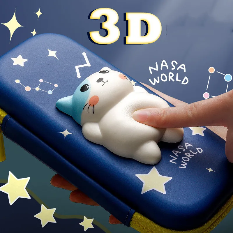 Adorable 3D Cartoon Cat Pencil Case Stationery Organizer School Supplies for Girls Pink Pen Pouch Holder Kawaii Trousse Scolaire