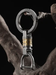New Titanium Inlaid Copper Car Keychain Men's Titanium Alloy Multi-Function Quickly Disassembled Buckle Key Ring Accessories