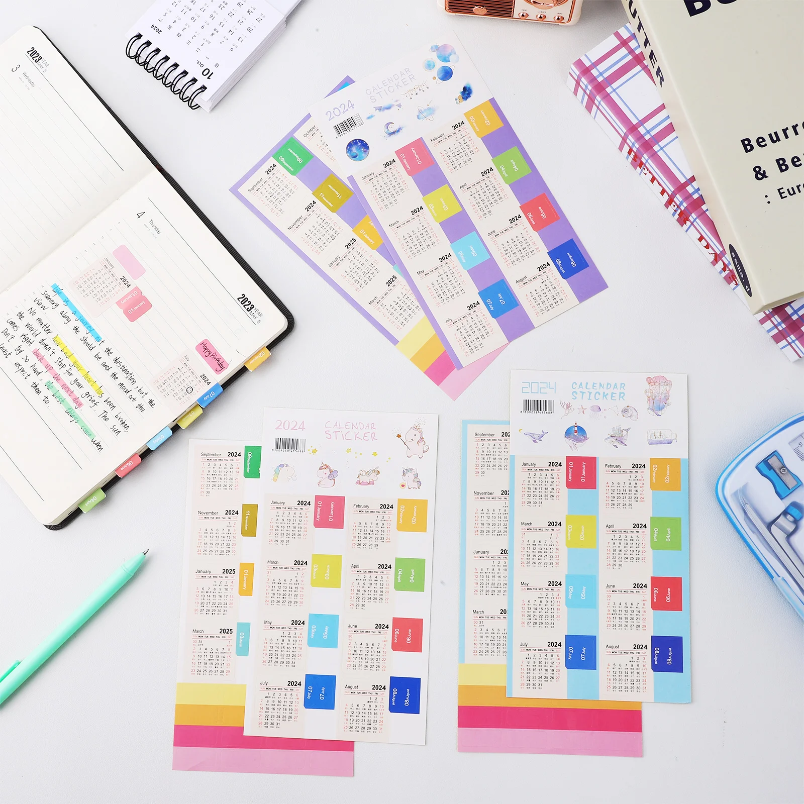 15 Sets 2024 to 2025 Yearly Calendar Index Stickers DIY Planner Tabs Makeup Advent Household For Calendars Daily Label