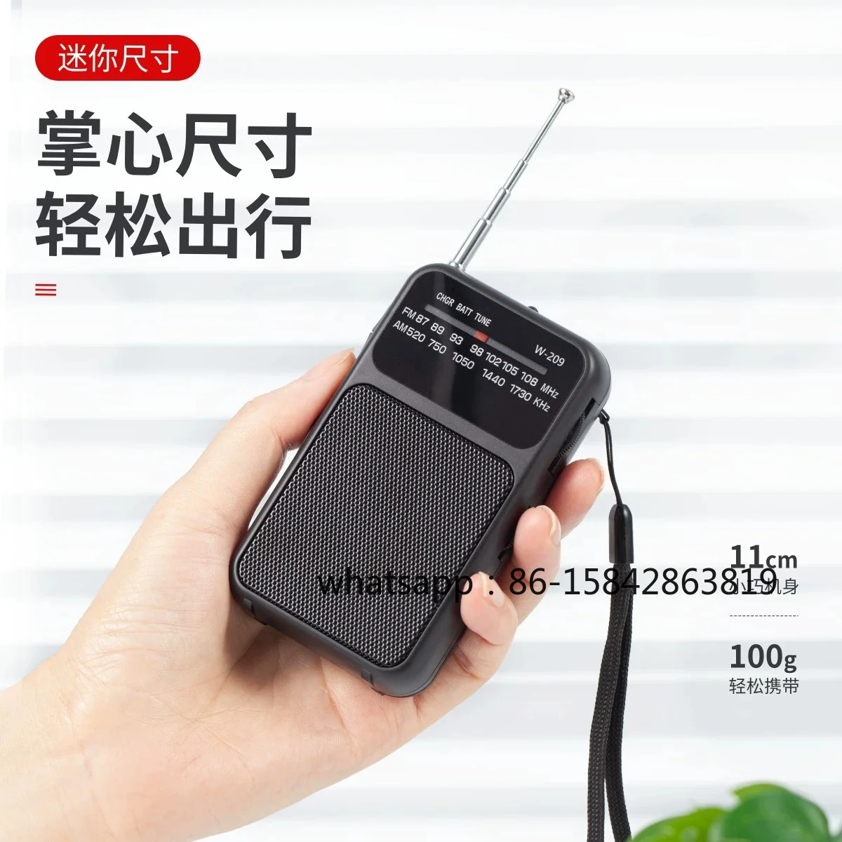 Portable Pointer FM/AM Two-band Radio Dual-mode Power Supply Large Speaker Flashlight Lighting