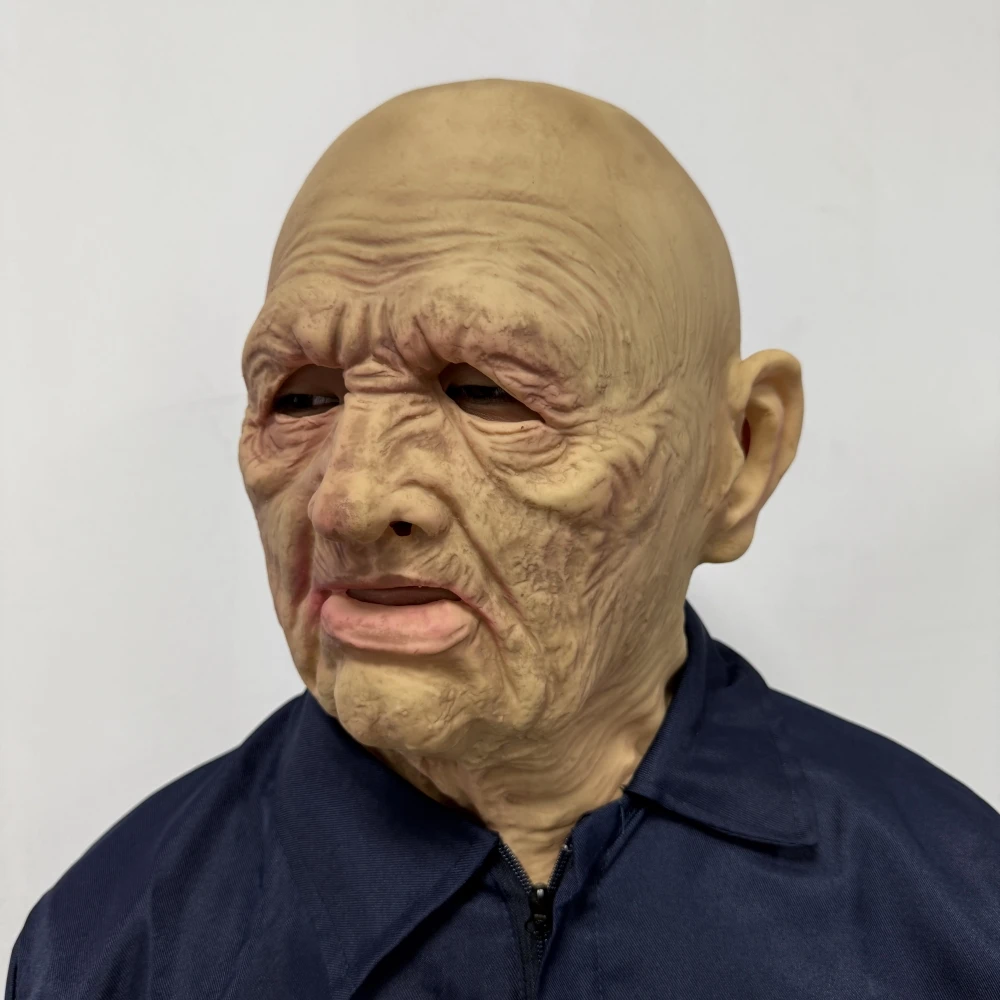 Realistische langhalsige Gummi-Silikon-Latex-Maske für Partys, Kostümzubehör für alte Männer mit weichem Touch-Gefühl