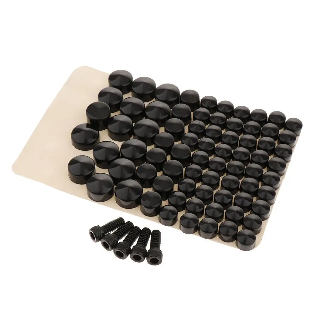 80 Sets Durable Motorcycle CNC Aluminum Bolt Toppers Caps Screw for FLT/FLH Quality Bolt Toppers - Black