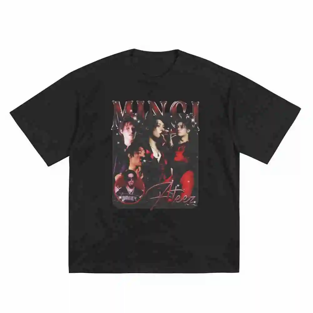 Mingi Ateez Bootleg K Pop Short Sleeve Tee 100% Cotton T-Shirt