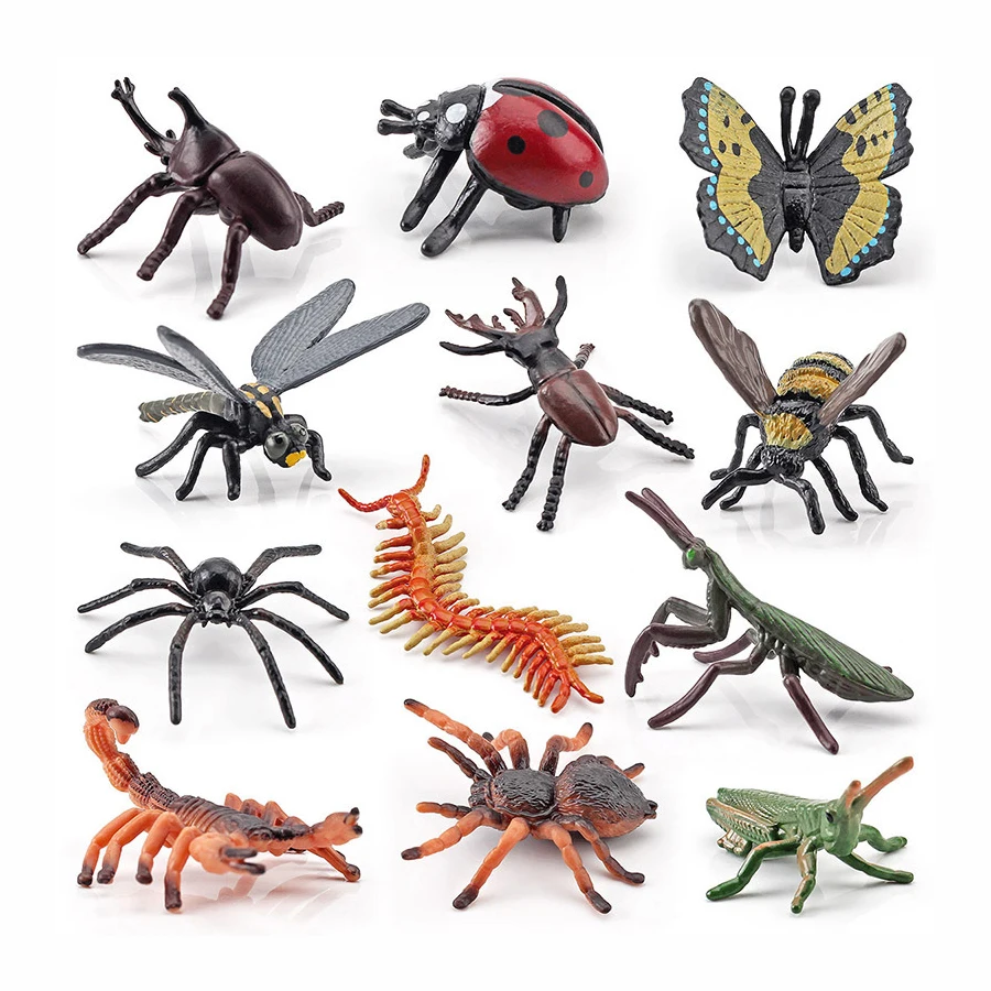 Figurines Réalistes d'Insectes, 12 Pièces, Jouets, Équation de Coccinelle, Mante, Araignée, Coccinelle, Papillon, Scorpion, Cadeau de ix, Projet Sв