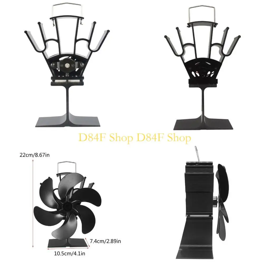 

D84F 6Blades Stove Fan No Electricity Fireplace Fan Heat-Powered for Wood Burners