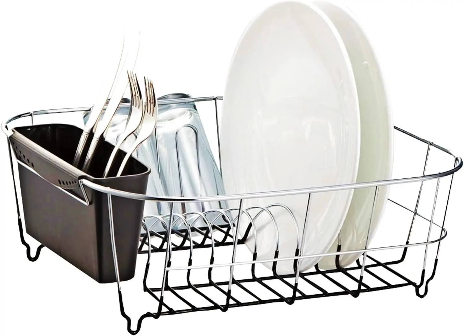 

Chrome-Plated Steel Small Dish Drainer, Black - Compact & Durable Kitchen Organizer