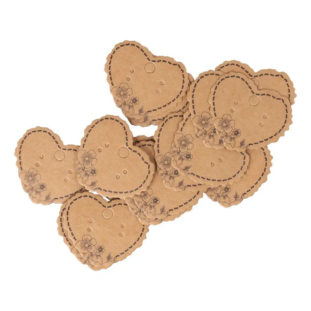 하트 모양 하트 모양 디스플레이 카드, 크래프트 종이 다크 브라운 귀걸이 디스플레이 카드, 귀걸이 거치대 카드