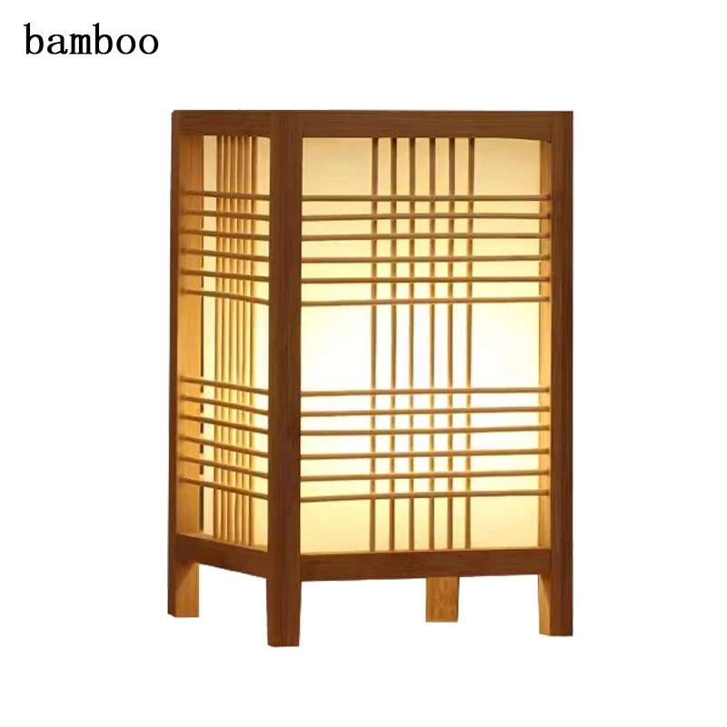 Imagem -03 - Produtos Tecidos de Bambusimple Quarto Estudo Candeeiro de Mesa Lâmpada de Mesa de Cabeceira Arte de Bambu Decoração Quente Desktop Candeeiro de Mesa Japonês