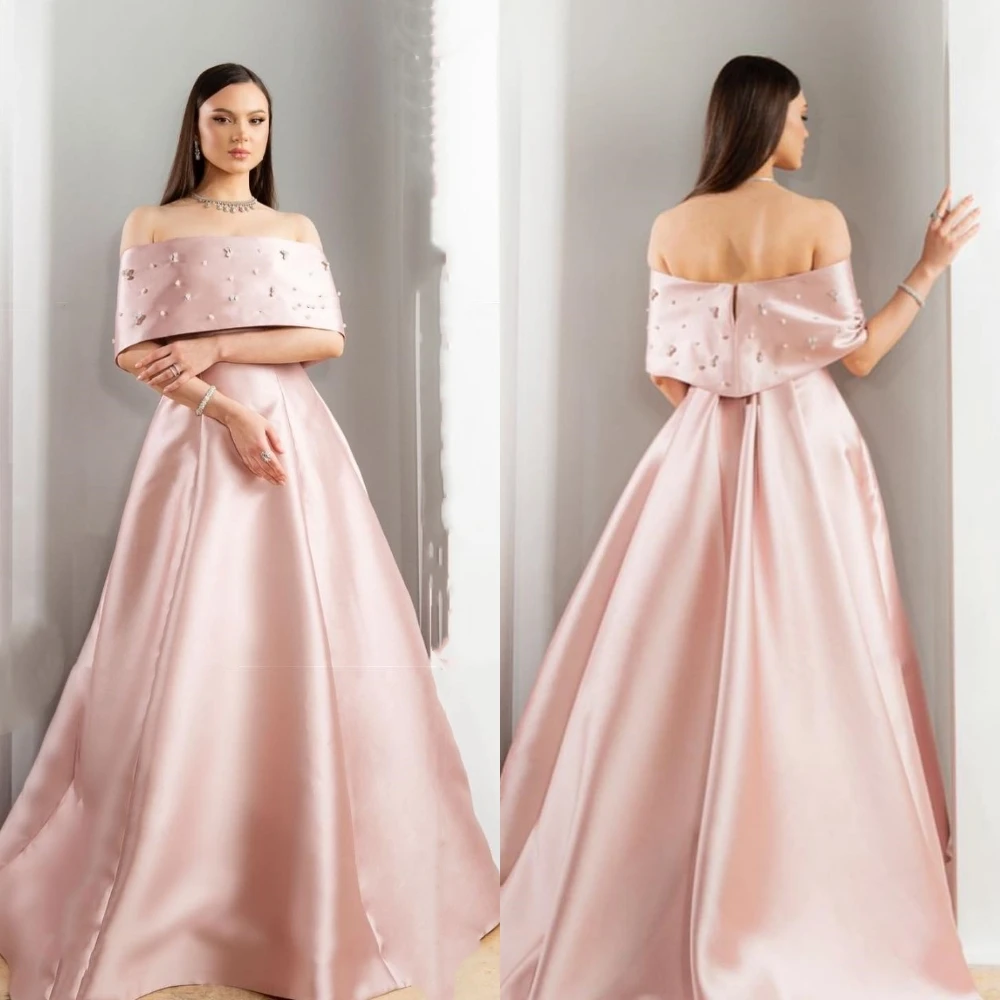 Customized Ball    Elegant Exquisite Off-the-shoulder  Gown Celebrity es Beading Charmeuse Evening