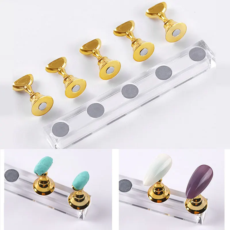 Support magnétique pour ongles à pression, 5 pièces, présentoir de faux ongles, support de pratique, réutilisable, formation/peinture pour débutants, bricolage