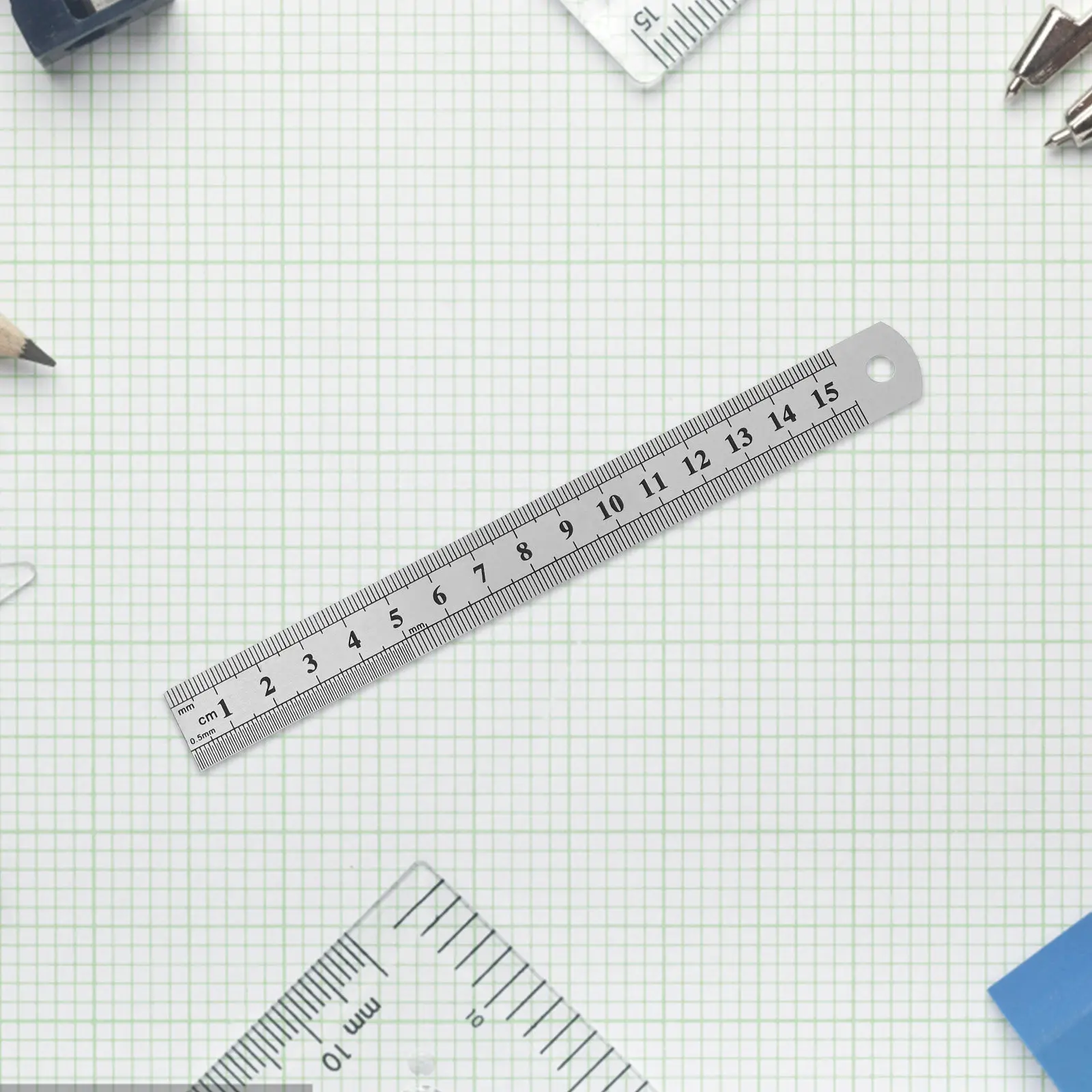 

Набор из 4 двусторонних металлических линеек из нержавеющей стали для офиса, инженерных работ и школы