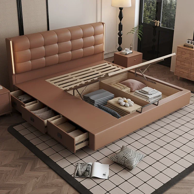 Storage Bedroom Massage Bed Children Queen Double Luxury Modern Bed Hospital Wooden Sleeping Camas De Casal Salon Furniture