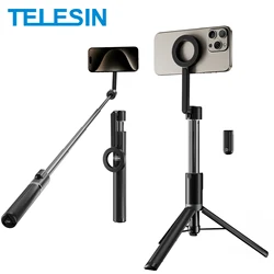 TELESIN Magnetic Mobile phone Selfie Stick Tripod with Remote Cellphone Stand for iPhone 14 13 12 Pro Max Vertical Shooting