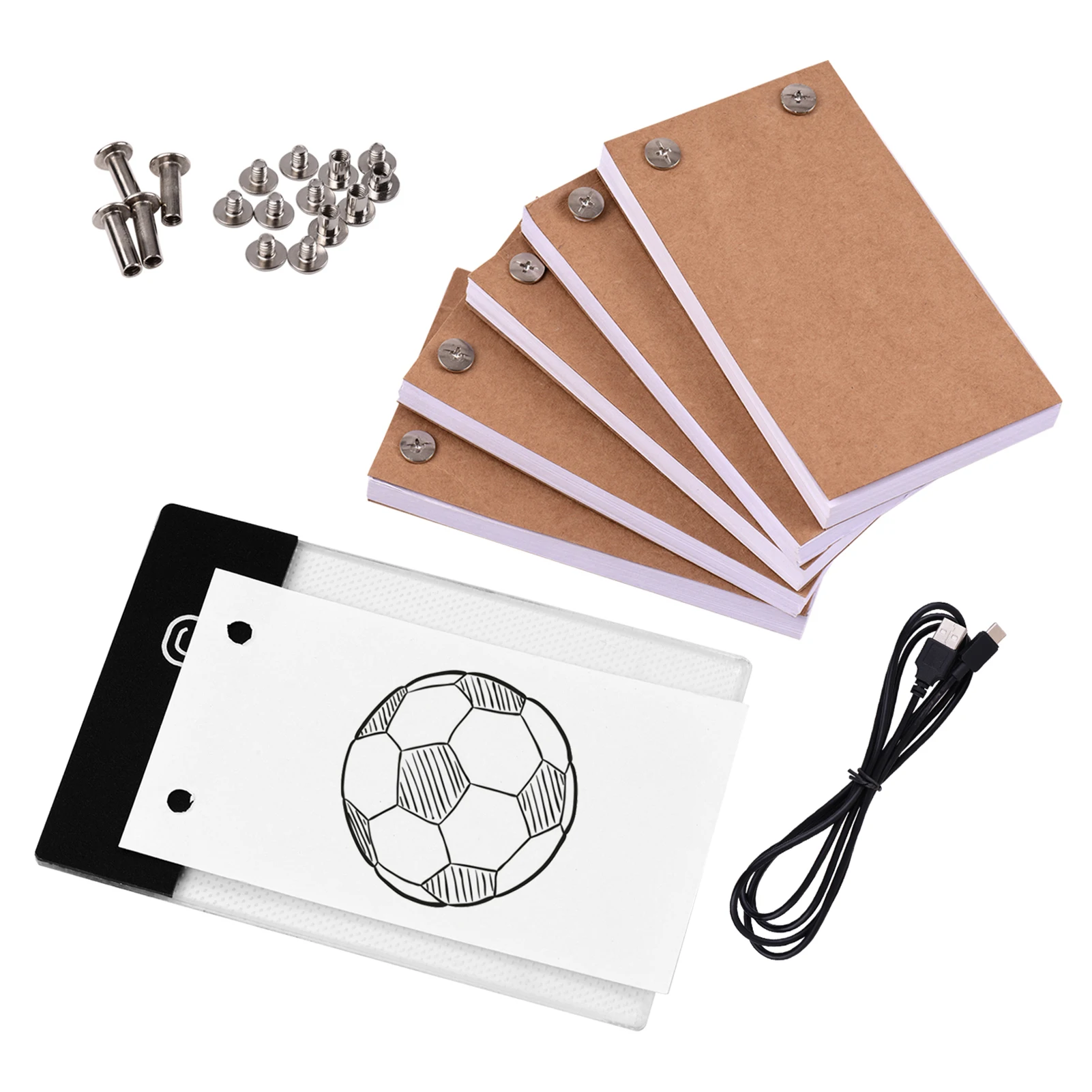 【New】Flip Book Kit with Light Pad LED Light Box Tablet 300 Sheets Drawing Paper Flipbook with Binding Screws for Drawing Tracing