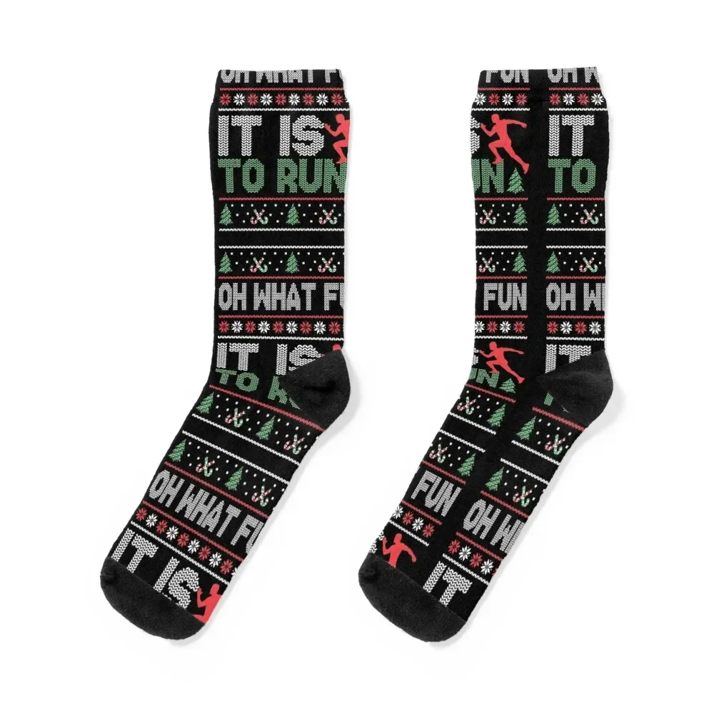 

Oh What Fun It Is To Run Christmas Running Ugly Socks football hiking anti slip football Lots Mens Socks Women's