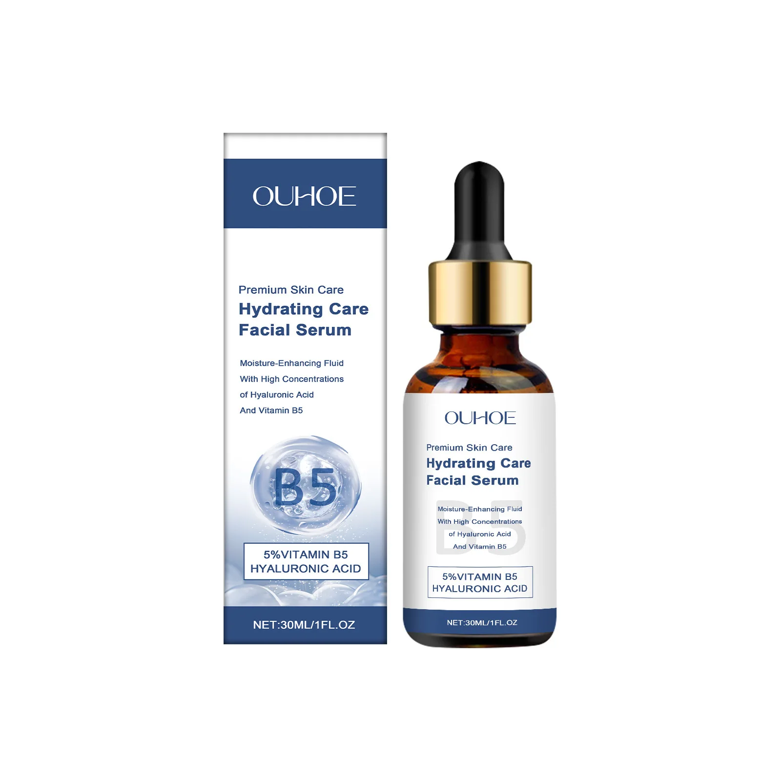 Hyaluronzuur B5 Gezicht Serum Lift Stevige Fijne Lijntjes Remover Reparatie Lichter Donkere Krimpen Poriën Fleuren Essentie Huidverzorging