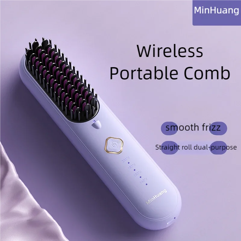 Hair Straightener Hot Comb Multifunctional Straight Comb Brush Professional Negative Ion Anti-Scalding Hair Styling Rechargeable