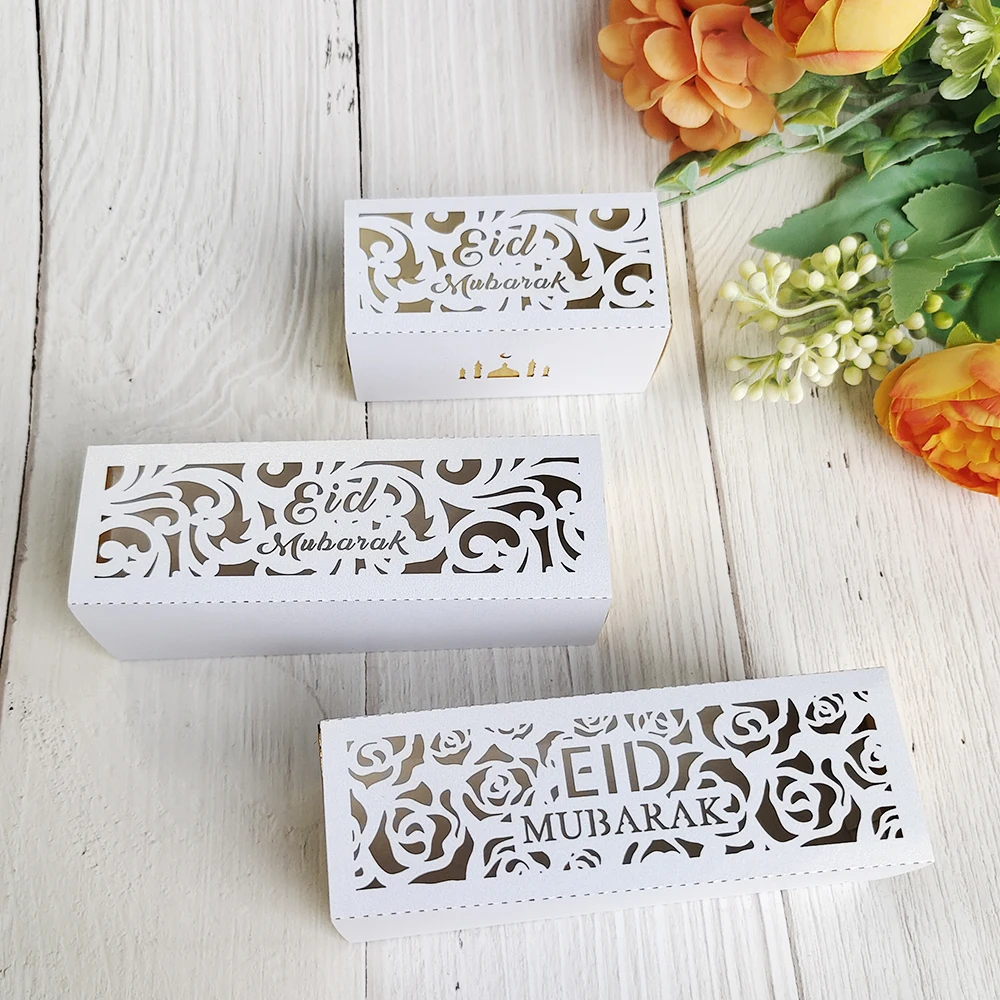 10pcs Eid Mubarak Gift Box Ramadan Kareem Chocolate Candy Boxes Muslim Islamic Festival Decoration DIY Party Supplie Eid Al-fitr
