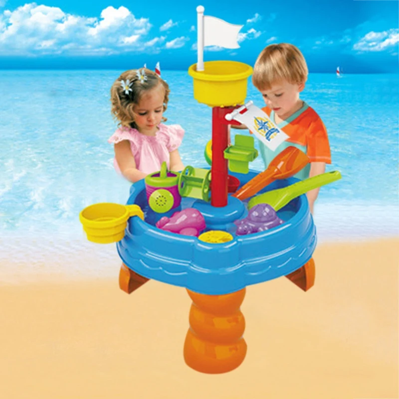 

Water Sand Table Playset Beach Toys Sand Toys Molds Set Outdoor Indoor Beach Play Activity Sandbox For Kids Boys Girls