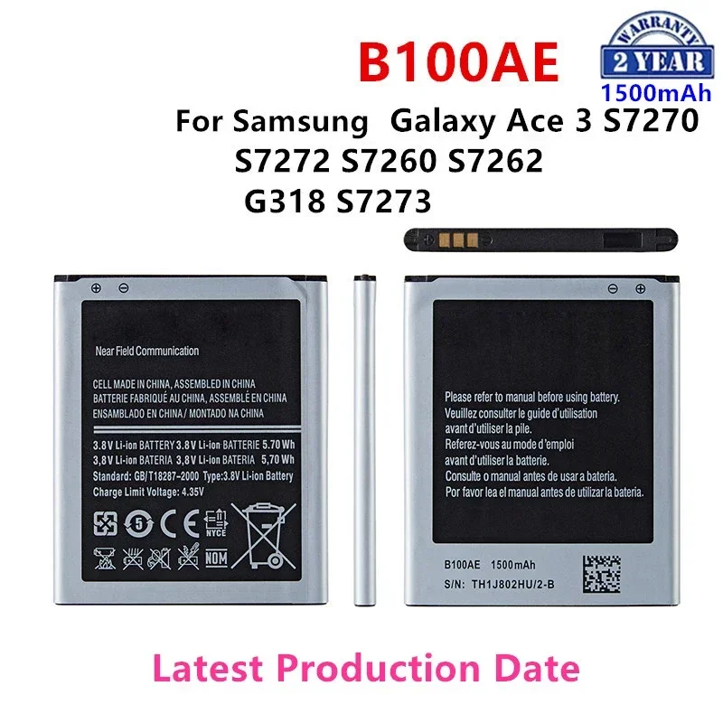 

Brand New B100AE 1500mAh Battery For Samsung Galaxy Ace 3 S7270 S7272 S7260 S7262 G318 S7273 Mobile Phone Battery