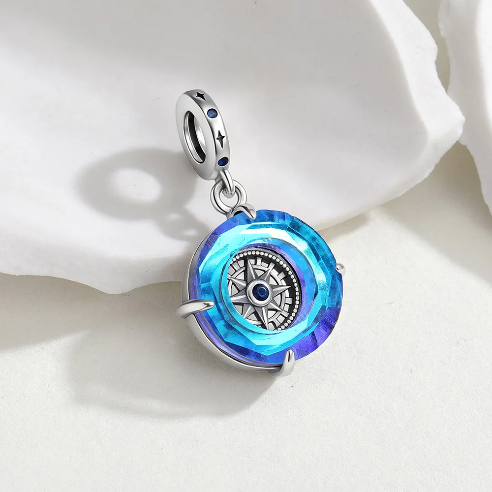 New 925 Sterling Silver Travel Charm Angel Ring Compass Pendant Fit Original Bracelet DIY For Women Fashion Jewelry Gifts