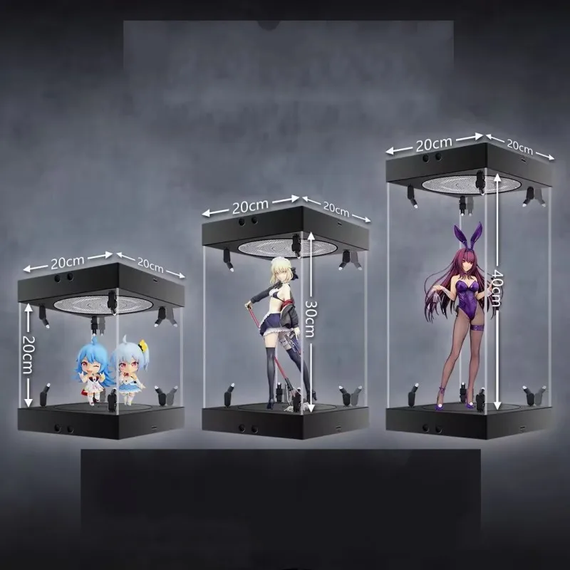 New Revolving LED spotlight Acrylic Figure Display Box for 12 inch figure 1/6 scale Robot Collectible  20cm 30cm 40cm Height