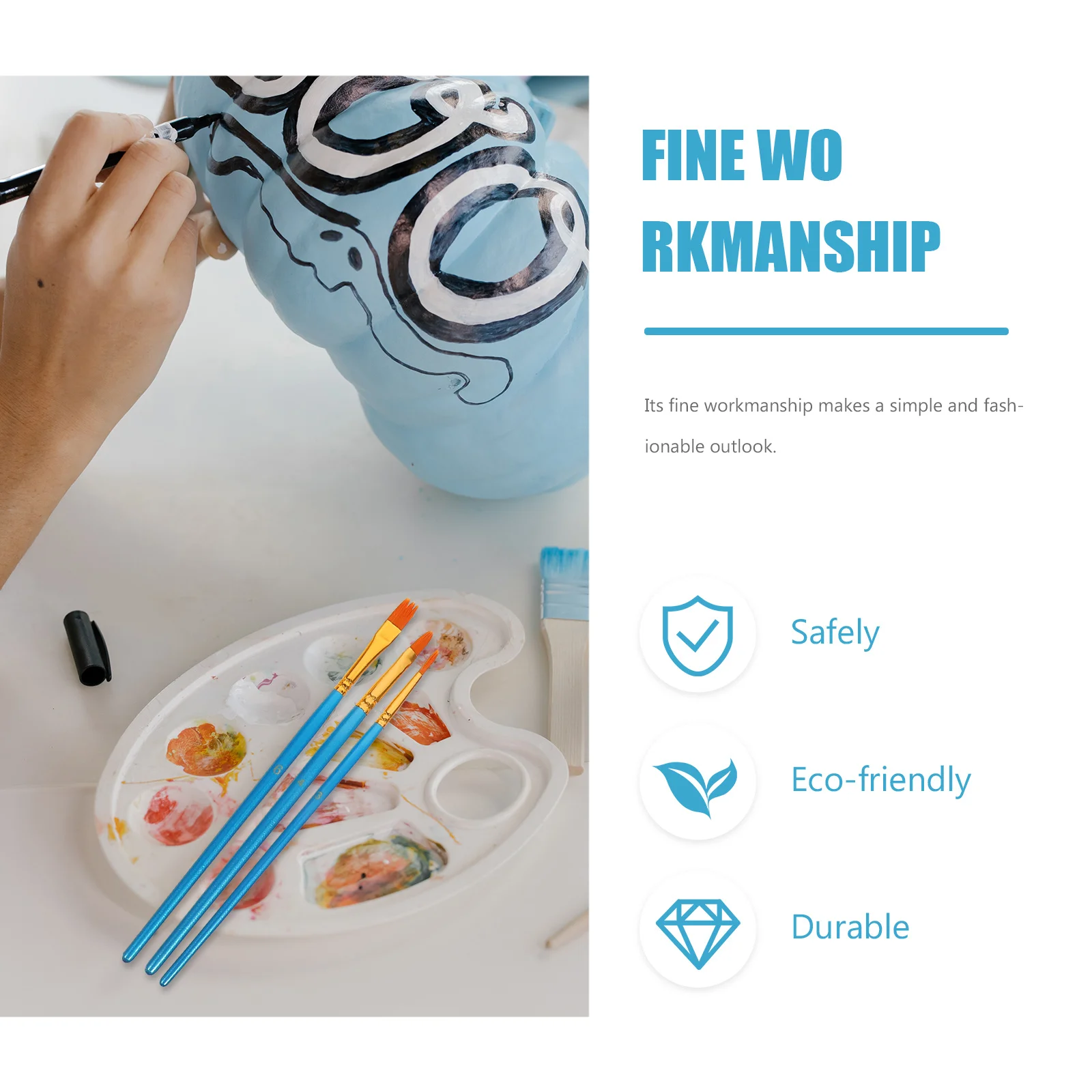 

1Set Premium Stainless Steel Painting Brushes Set Multi-Function Durable Bristles Sturdy Handles Kids Art Supplies