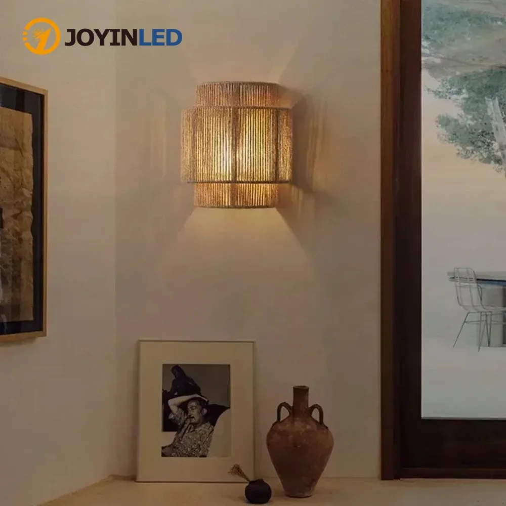 

1/2PCS Modern Wall Lamps Hemp Rope Wall Light or Bedroom Bedside Lights for Living Room Aisle Decoration Wall Lamp Handcraft