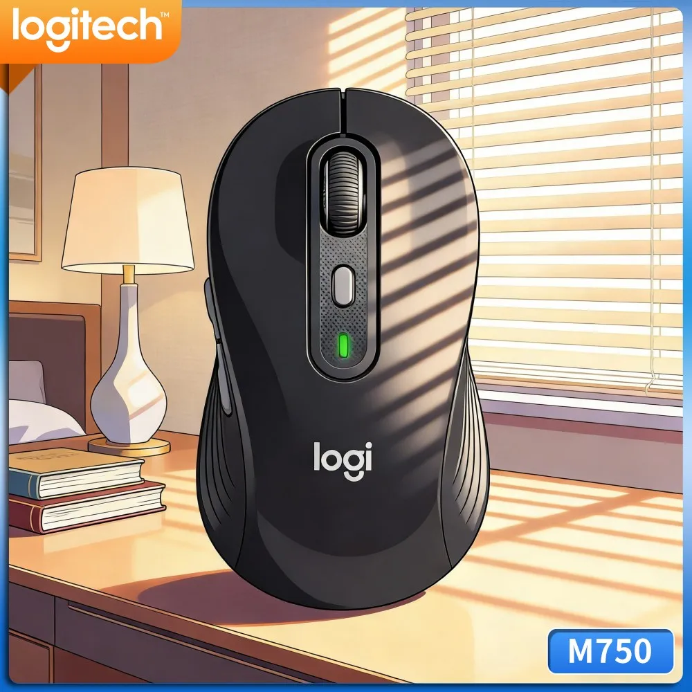 Logitech M750 Signature Wireless Mouse - 4000 DPI Rubber Grips 3-Device Sync 24-Month Battery Recycled Build Travel Friendly