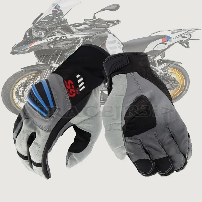 For BMW Gloves Motorrad Rally R1200 R1250 GS Motocross Motorcycle Adventure Off-Road Moto Racing Leathe Black Blue Grey Mens