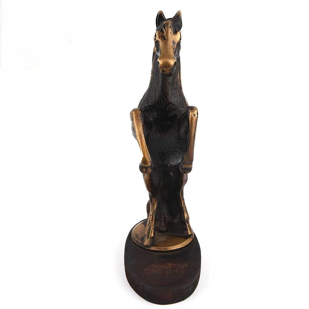 Handmade Brass Bronze Black Golden Jumping Horse Statue Sculpture Figurine Home Decor 29.5 x 8.5 cm SBG-111