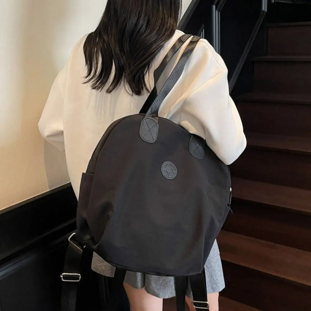 Casual Korean Style Sport Nylon Backpack Large Capacity Solid Color Travel Shoulder Bag Nylon Tote Bag Fitness Bag Computer