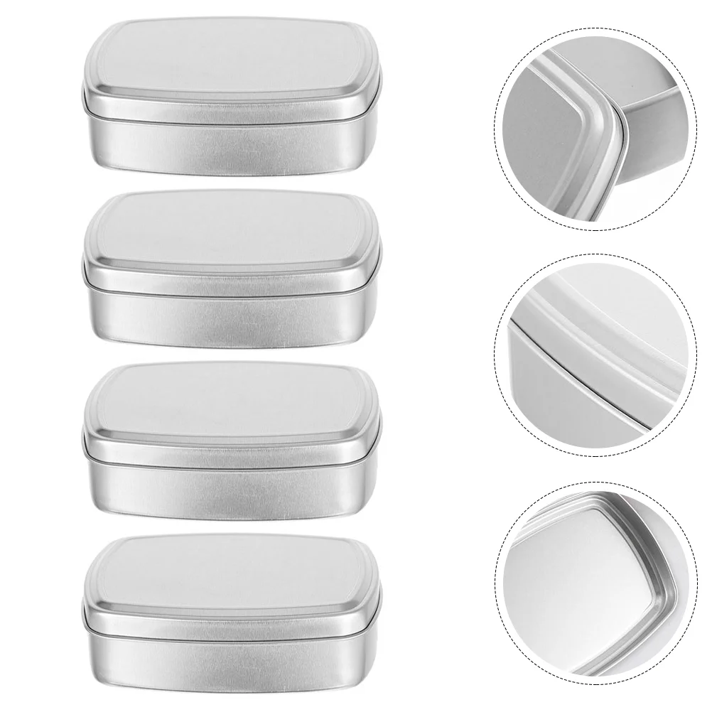 

4 Pcs Square Soap Dish DIY Containers Leak-proof Storage Cream Cans Aluminum Jar for Bathroom Bag Tins