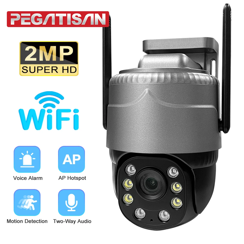 2MP WiFi Camera HD Outdoor IP CCTV Motion Detection 2-Way Voice Camera V380 Pro APP Full Colour Night Vision Camera