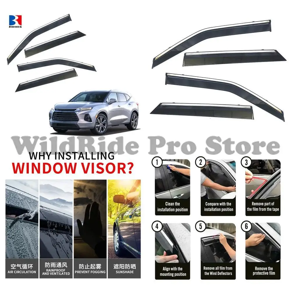 

1 set Chevrolet Trailblazer 2019 Injection Chevrolet Deflector Rain Window Sun Visor Sunshade