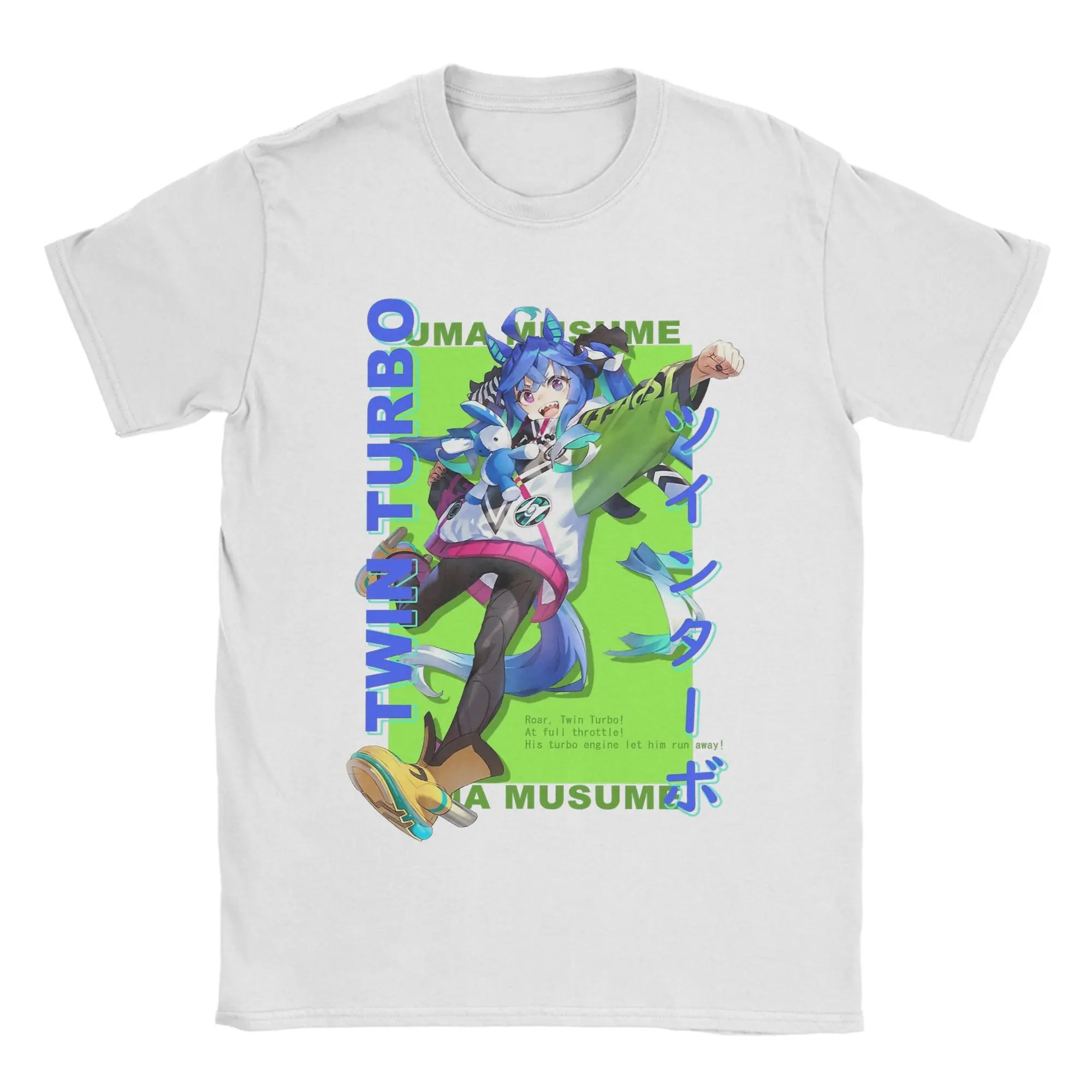 Uma Musume Twin Turbo T Shirts for Men Women Pure Cotton Funny T-Shirt Round Collar  Tees Short Sleeve Clothes Birthday Present
