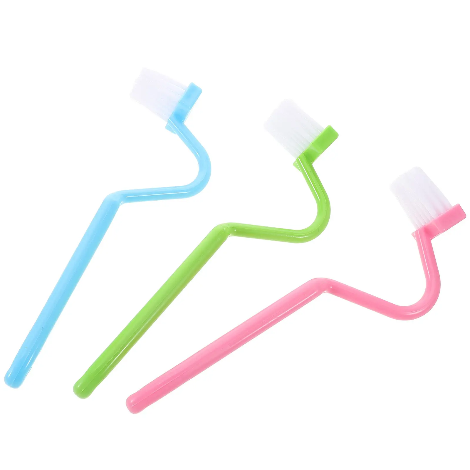 3Pcs Curved Toilet Cleaning Brushes Plastic 8 Inch V-Shaped Edge Brush Under Rim Toilet Bowl Scrubber Bathroom