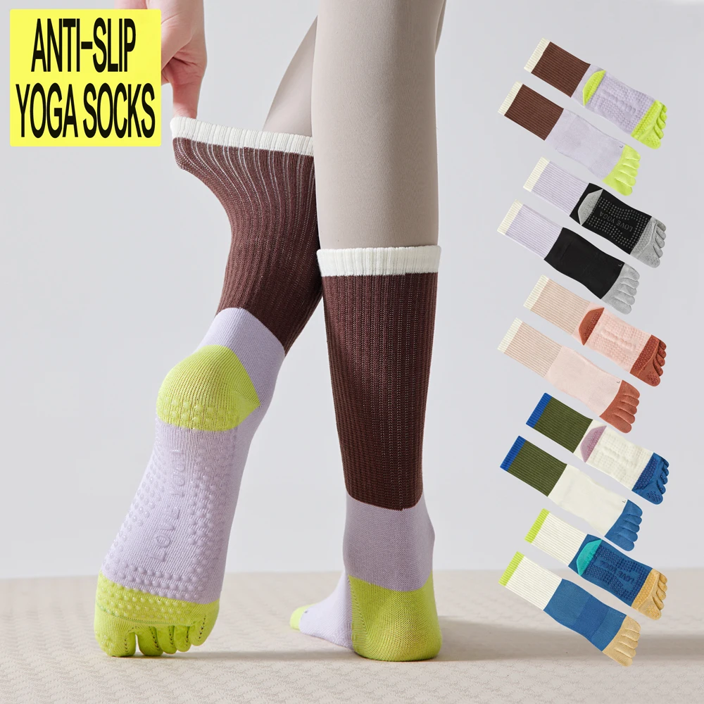 

Women's Non-Slip Yoga Toe Socks Five Finger Split Toe Grip Socks for Pilates Barre Ballet Summer Breathable Fitness Socks