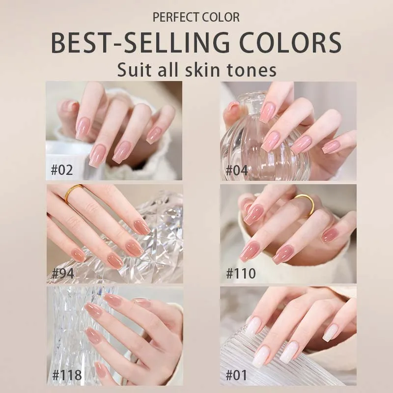 PERFECT COLOR Glitter Top Coat Builder Gel For Nails Rubber Base Gel Polish Gel Glitter Nail Polish 12 Colors