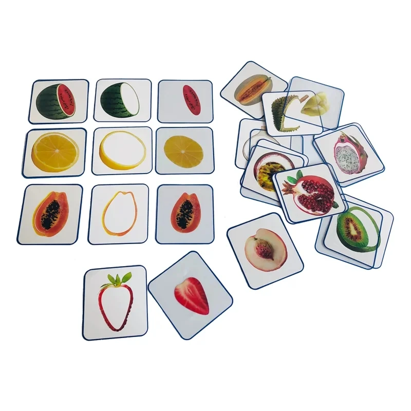 Montessori Educational Toys for Language Learning Fruit/ Vegetable Cognitive Cards Matching Game for Children Girls Boys