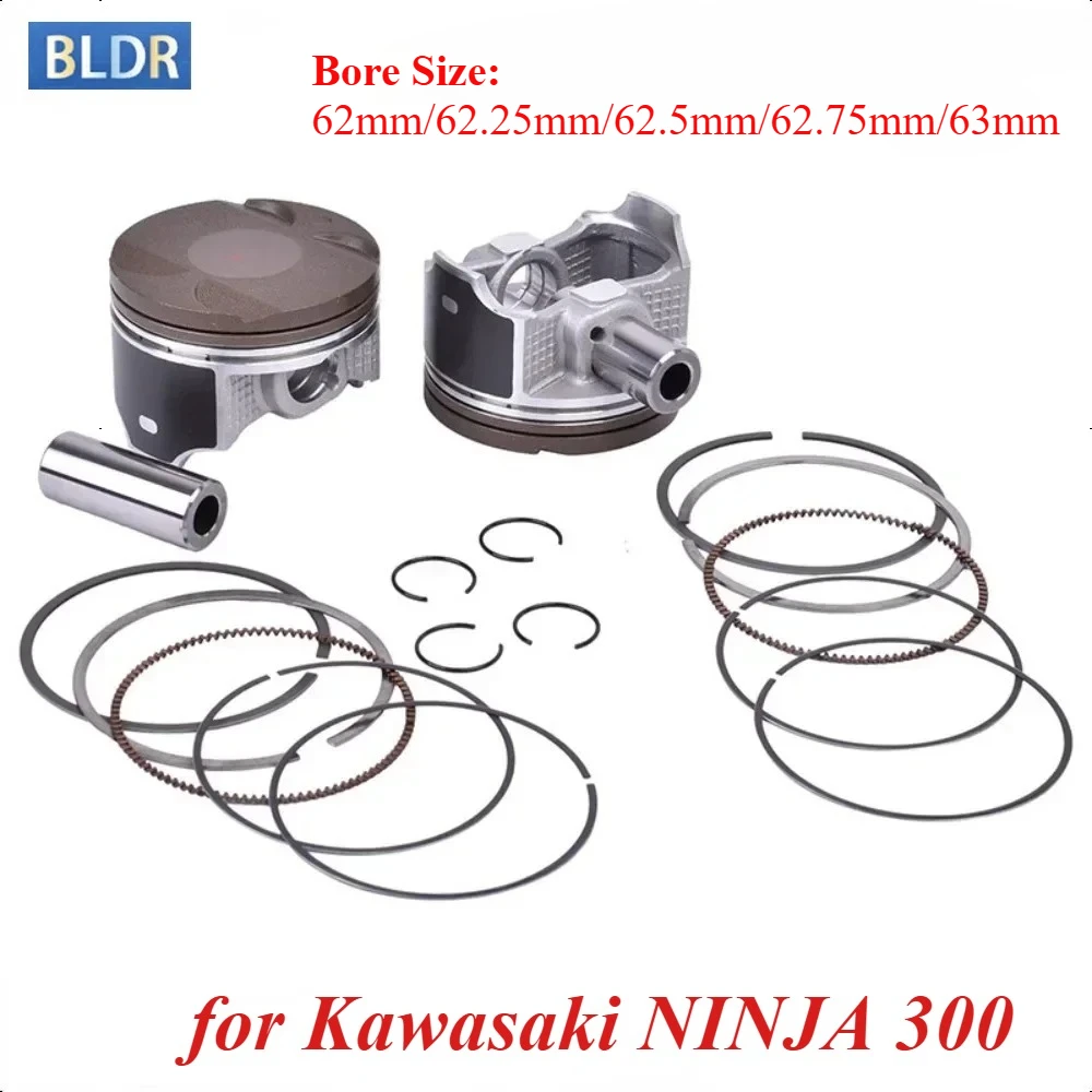 62mm 62.25mm 62.5mm 62.75mm 63mm pierścienie tłokowe cylindra silnika 13001-0742 dla Kawasaki NINJA 300 2013 -2017 NINJA 300 EX300AES