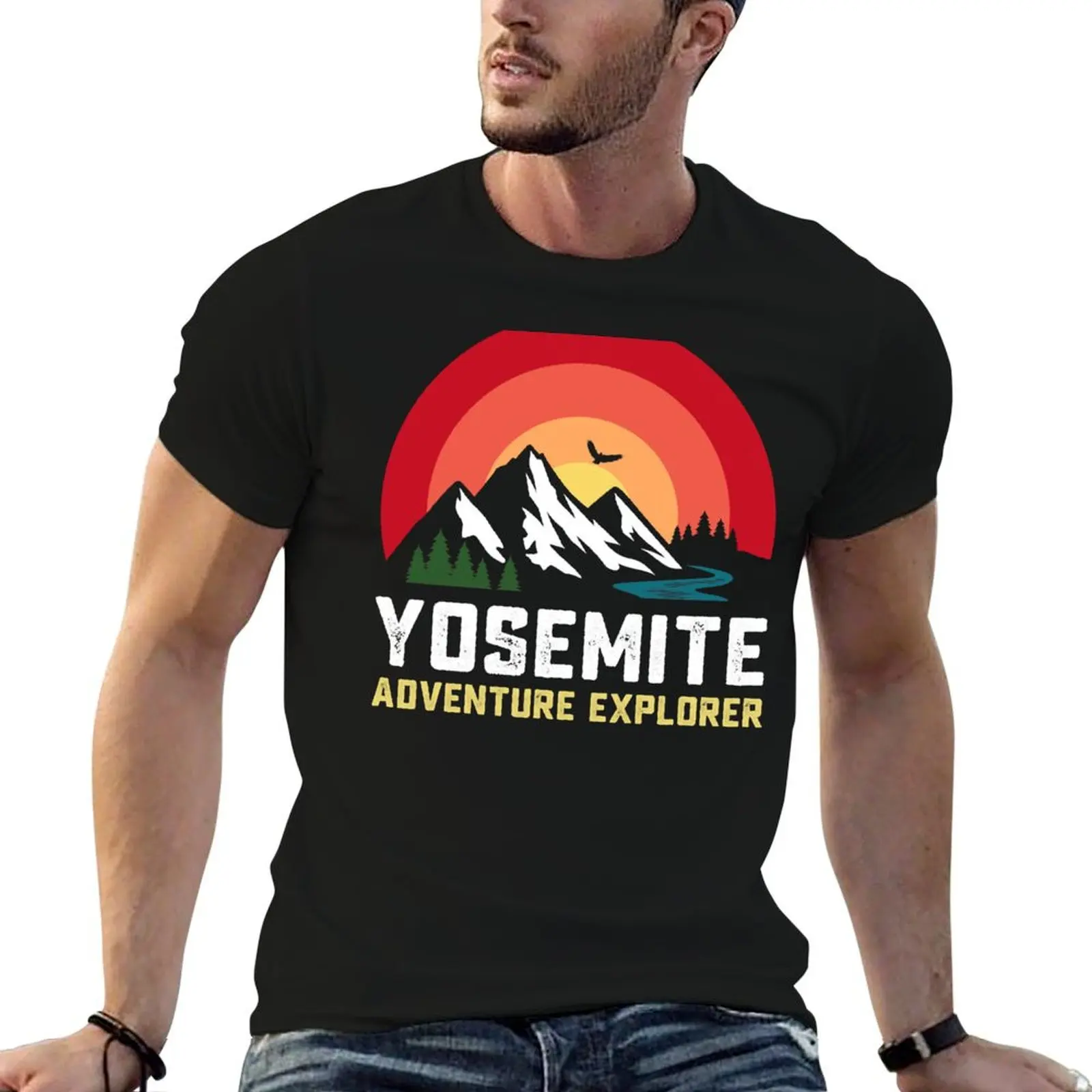 

Yosemite adventure explorer national park hiking mountain T-Shirt man t shirt heavy cotton man tshirt T-Shirt